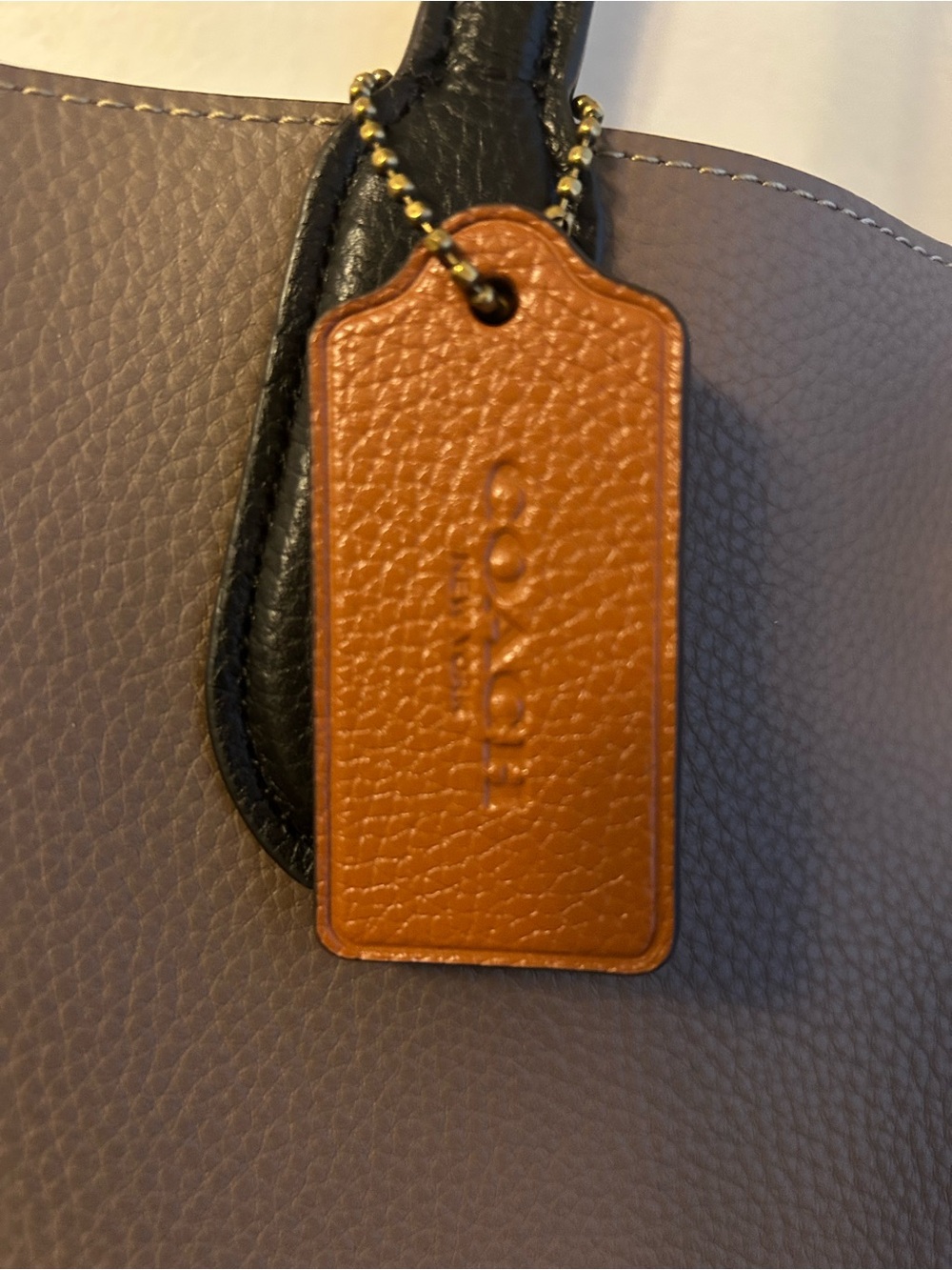 Coach Brown Leather Tote with Black Handles - Picture 5 of 16